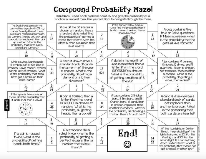 Simple probability maze 1 answer key