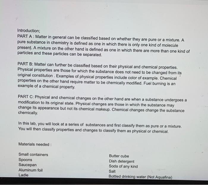 Advance study assignment resolution of matter into pure substances