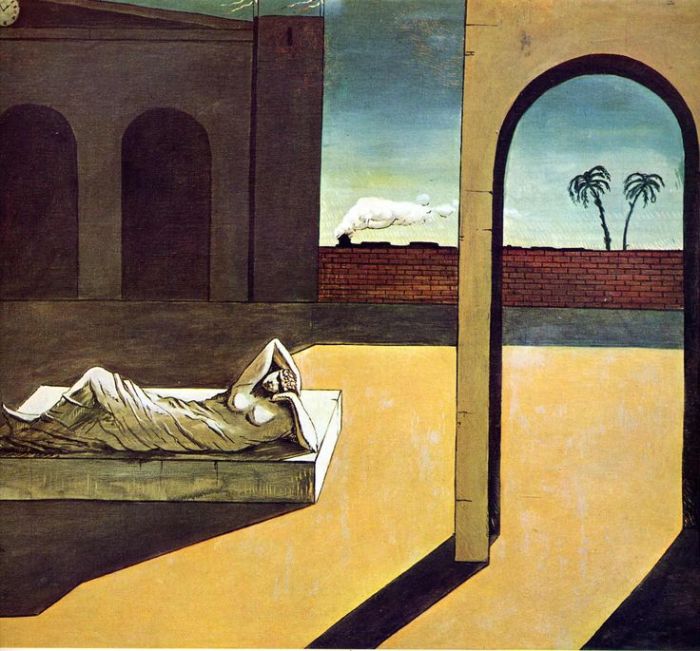 Chirico giorgio mystery street melancholy 1914 dechirico surrealism georgio paintings oil canvas painting after 2003 di metaphysical