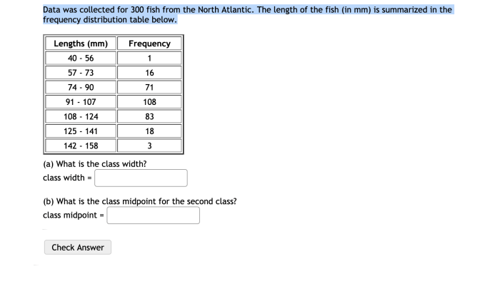 Fish data collected north mm solved